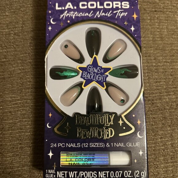 L.A. Colors Artificial Nails Beautifully Bewitched Enchanted Medium Length Almon - Picture 1 of 8